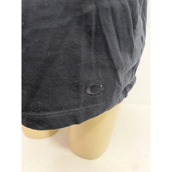 Coach Tee T Shirt XL X Large 51” Scoop Neck Short Sleeve Black White Embroidery - Picture 4 of 5